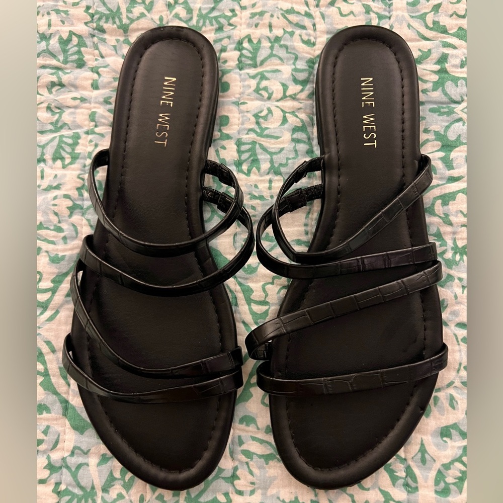 Nine West Black Minimalist Slide Sandals